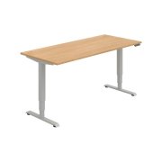 Pracovný stôl RUN, PO, 3S, 180x64,5-130,5x80 cm, dub/sivá