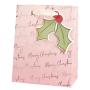 Vianočná papierová taška 260x320mm textilné ušká vo farbe tašky mix 4 ružových motívov bez možnosti