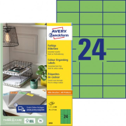 Etikety farebné 70x37mm Avery A4 100 hárkov zelené